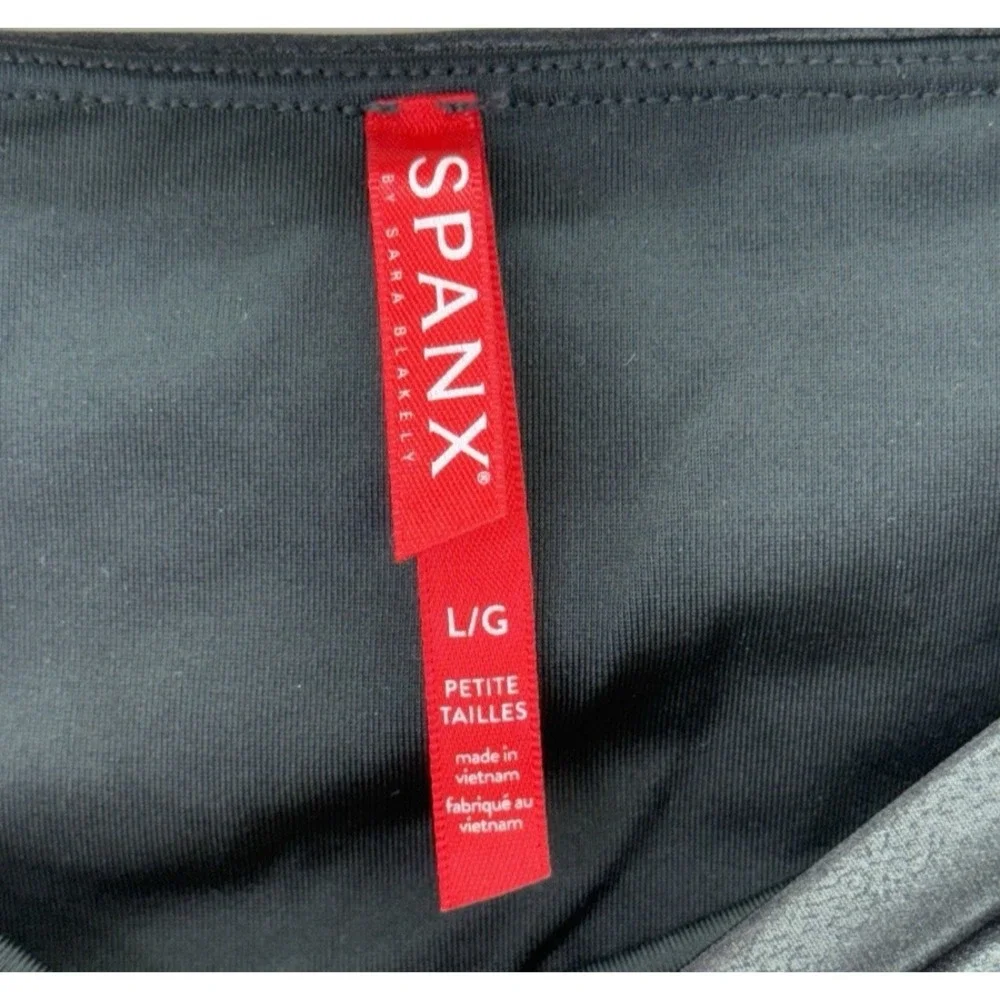 SPANX Faux Leather Black Leggings Stretch Pull On Pants Vegan Women's Size LARGE